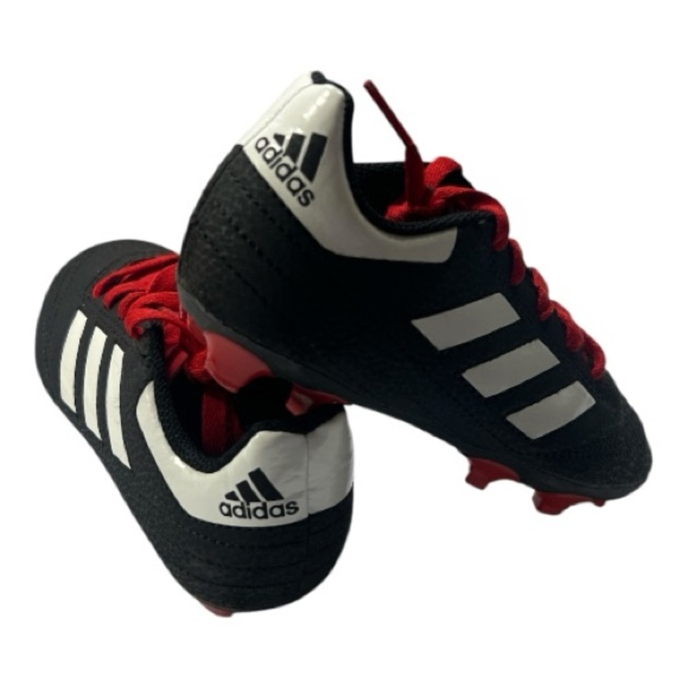 Adidas Kids Black Cleats with Red laces and White Stripes - Picture 2 of 6
